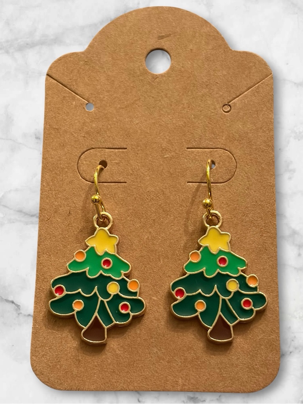 Festive Green Christmas Tree Drop Earrings - Unbranded